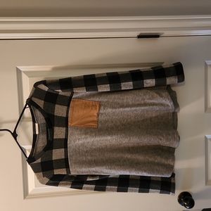 Black and grey plaid sweater